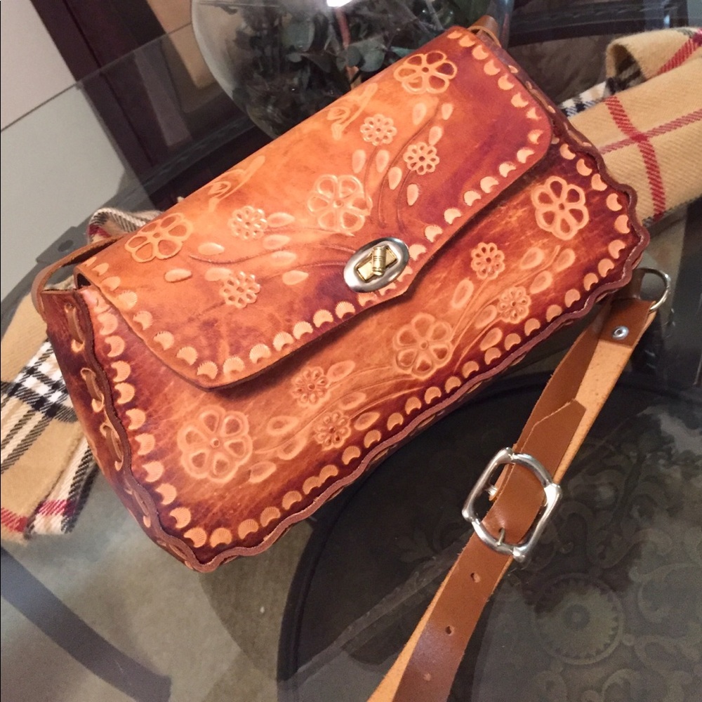Hand Made Leather Satchel Purse From Mexico 🍃🌼